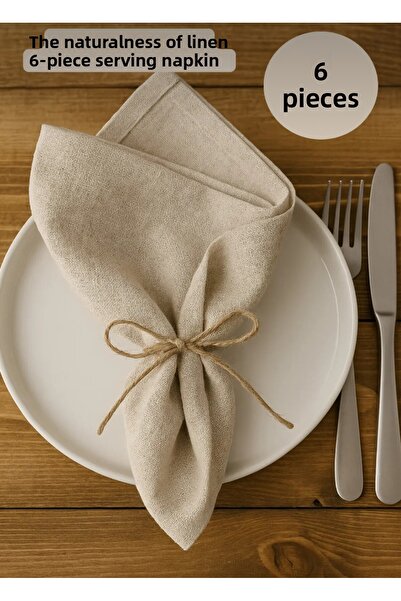 bliss store 6 Pcs |   Premium Linen Napkin, Washed Serving Napkin | 43X43 cm