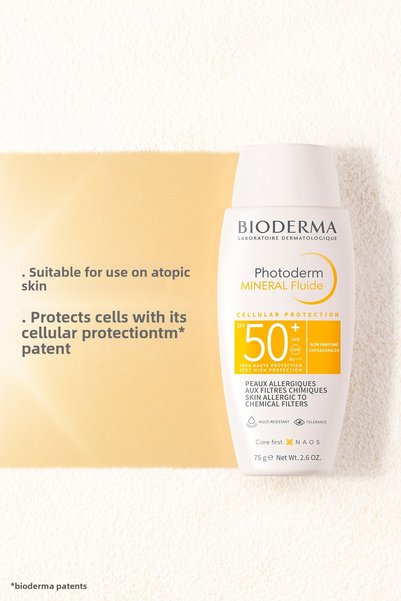 Bioderma Photoderm Mineral Fluid Spf50+ High Protection Face and Body Sunscreen for Very Sensitive Skin 75 Gr