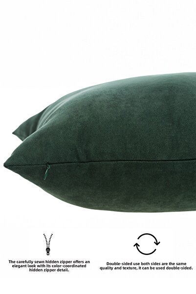 ASDİVA Cozy Suede Textured Plain Throw Pillow Cover with Size Options - Forest Green