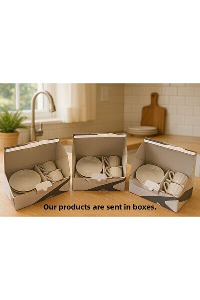 SİHİRLİ AYAKLAR 6-Person Porcelain Turkish Coffee Cup Set (2X3 Boxes) Gift Dowry Set Modern Design 80ml