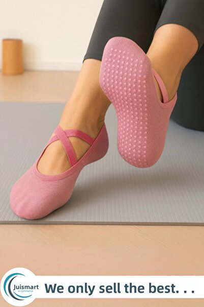 Jusmart Șosete roz pentru balerină pentru femei ◆   Bază din silicon anti-alu...