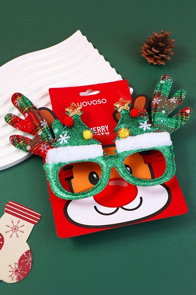 YOYOSO Ochelari de Crăciun verzi distractive cu tematică de Anul Nou