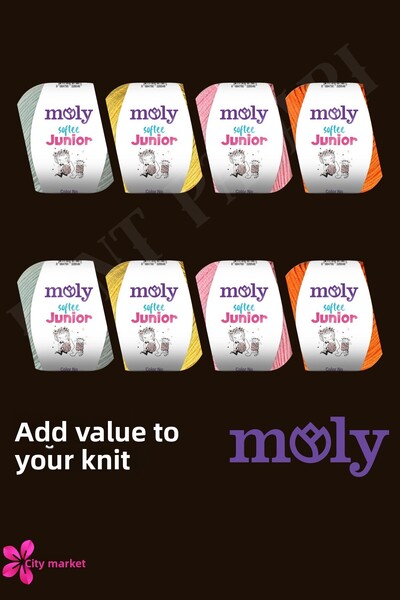 Kent Pazarı Moly Softee Junior 3 Pieces Punch Hand Knitting Yarn Amigurumi Yarn 50 Gr Bag Toy Yarn
