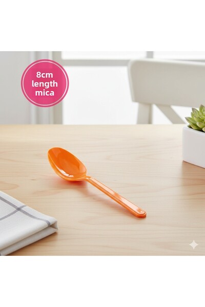 Ta-Fu Global ملعقة بلاستيكية برتقالية اللون من ميكا، عبوة من 25 قطعة، 8 سم