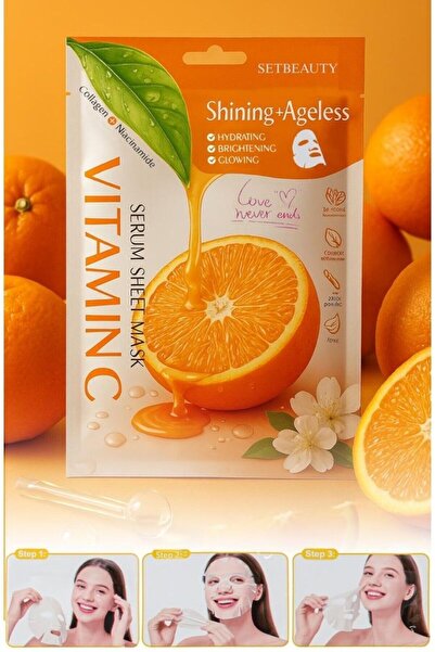 SETBEAUTY قناع ورقي طبيعي 100% بفيتامين سي