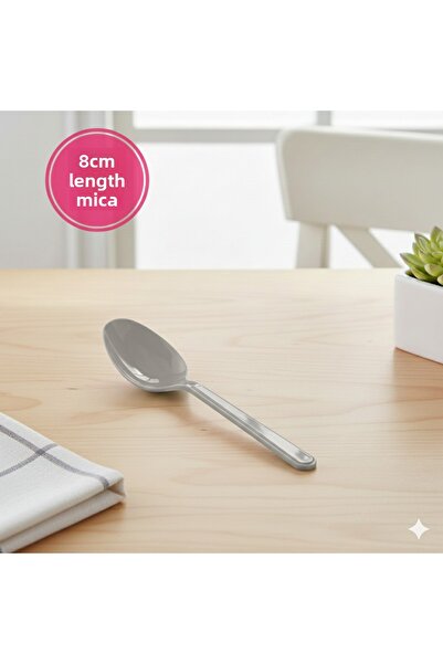 Ta-Fu Global ملعقة بلاستيكية رمادية من ميكا، عبوة من 25 قطعة، 8 سم