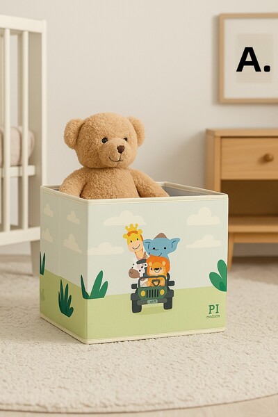 homyjr's صندوق تخزين ألعاب منظم متعدد الأغراض منقوش بدون غطاء من سفاري 2 مقاس 30 × 30 × 30