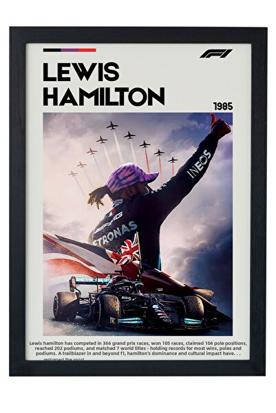 gxe.art Pictură cu poster cu rama din lemn Lewis Hamilton – 7x Design Campion...