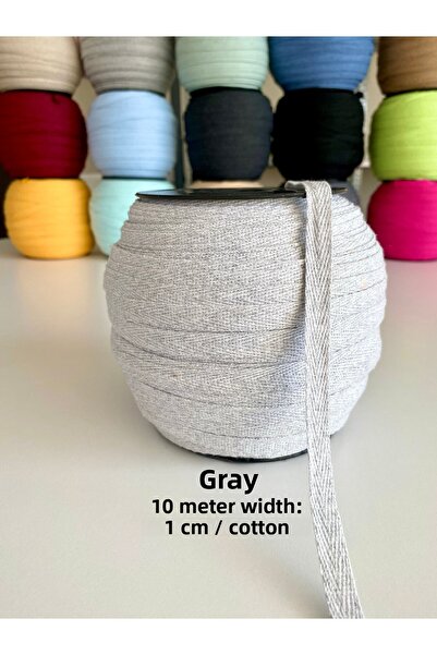 seyranat 10 μέτρα πλάτος 1 εκ. Γκρι χρώμα 100% βαμβάκι Στενή ύφανση-λωρίδα ψα...