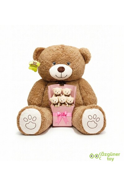 Özgüner Oyuncak Romantic Gift Set for Lovers – Large 120 cm Plush Bear and Plush Teddy Bear Bouquet