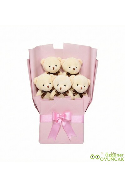 Özgüner Oyuncak Romantic Gift Set for Lovers – Large 120 cm Plush Bear and Plush Teddy Bear Bouquet