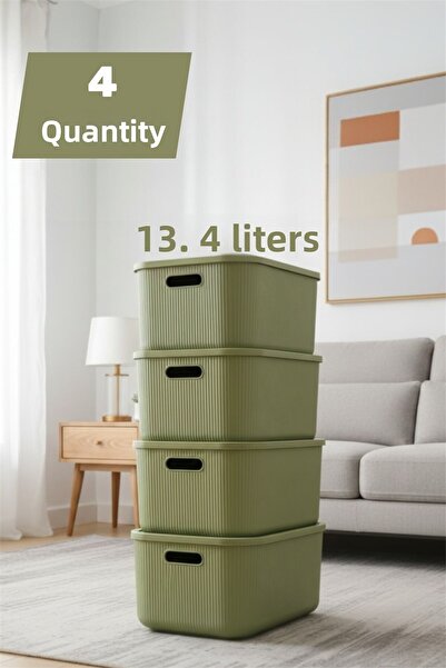 Bayev 4 Pieces Colors Green 13 Lt Closet Organizer Organizer Hobby Toy Box Storage Box with Lid