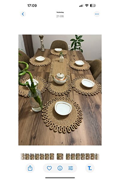 Namteks Jute,american service, runner, tablecloth, 6 flat-supla