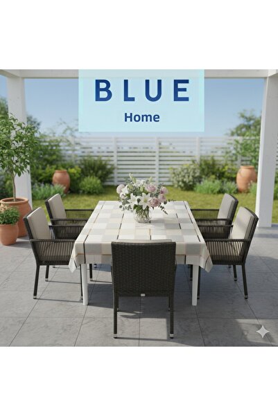Blue Home 🆕 Fiesta Lux Pvc Fiber Tablecloth - Waterproof Modern Pattern Kitchen and Dining Table Cover.