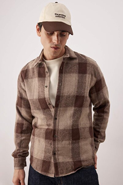 Trendyol Collection Brown Regular Men's Shirt Tmnaw26Go00037