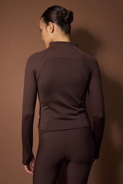 Trendyol Collection Καφέ πλεκτό αθλητικό μπουφάν κατάδυσης/σκούμπα THMAW26SK00004