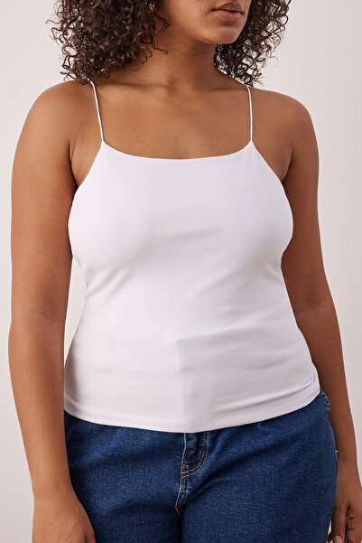 Trendyol Curve White 2 Pack Plus Size Tank Top Tbbss25Cv00018