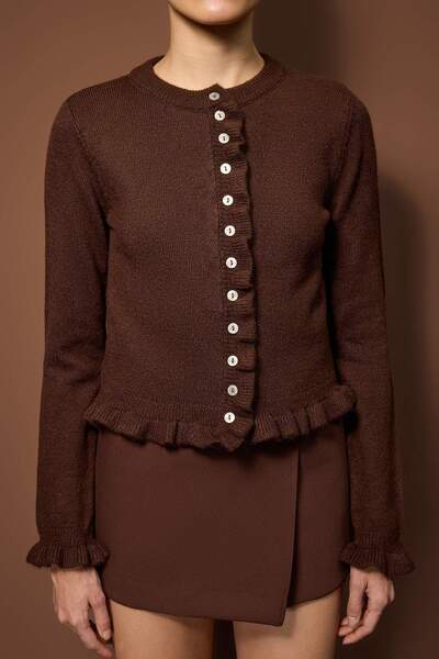 Trendyol Collection Brown Knitwear Cardigan Twoaw26Hi00038