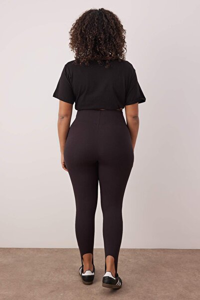 Trendyol Curve Black Brushed Soft Fabric Fuzo Full Length Yoga Knitted Sports Leggings Tbbaw26Bv00006