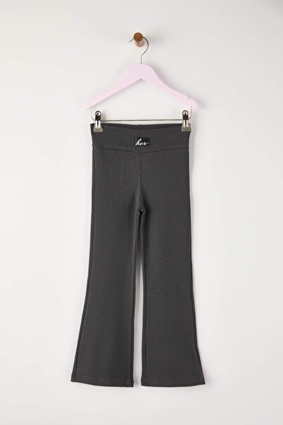 TRENDYOLKIDS Anthracite Plain Knitted Leggings Tkdss24Ta00007