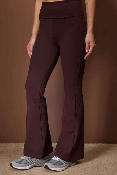 Trendyol Collection Brown Brushed Scuba Leggings Sports Leggings Thmaw26Ty00001