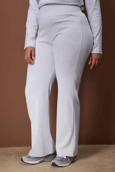 Trendyol Curve Gray Double-Breasted Closed-Fitting Long-Sleeved Flexible Knitted Top-And-Bottom Set