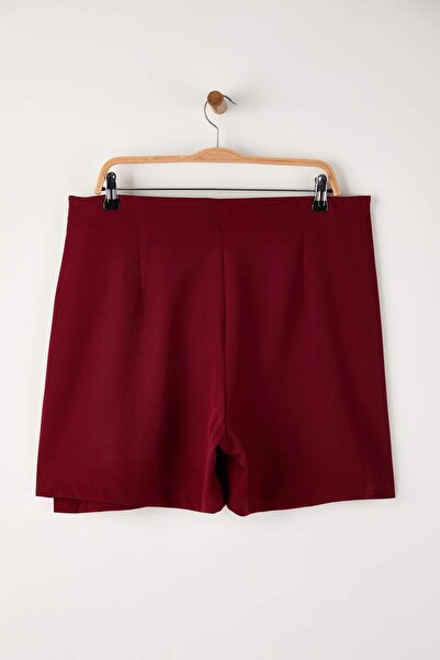 Trendyol Curve Burgundy Woven Lace Detailed Mini Plus Size Shorts Skirt Tbbss22Ap00001