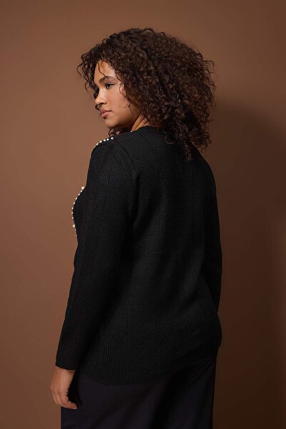 Trendyol Curve Black Pearl Detailed Knitwear Sweater Tbbaw26An00003