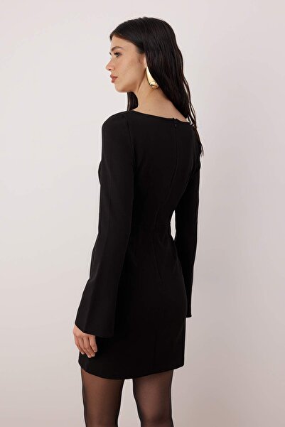 Trendyol Collection Black Accessory Detailed Woven Mini Stylish Dress Tpraw26El00012