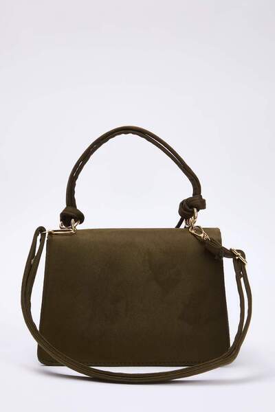 TRENDYOL SHOES Khakifarbene Mini-/kleine City-Umhängetasche aus Wildleder mit Kreuzriemen TAKSS25OC00007