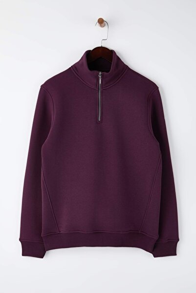 Trendyol Collection Μπλούζα με φερμουάρ ψηλός λαιμός τεμαχίων, κανονική κοπή, ζεστή βασική μπλούζα TMNAW24SW00041