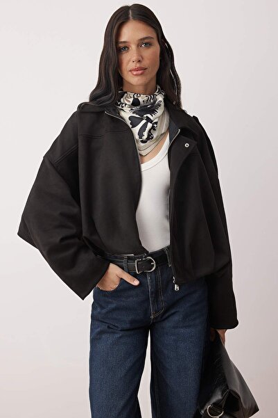 Trendyol Collection Schwarze Oversize-Suede-Bomberjacke TWOAW26MO00172