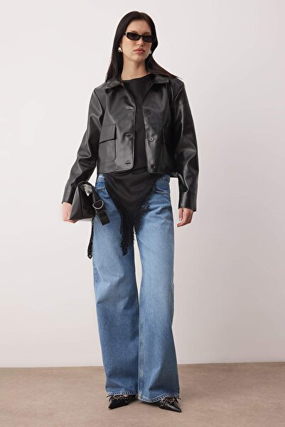 Trendyol Collection Black Jacket Twoaw26Ce00008