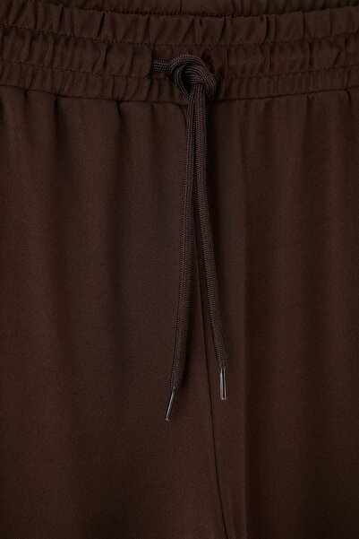 Trendyol Curve Καφέ ψηλόμεσο ριγέ ύφασμα κατάδυσης/σκούμπα, αθλητικό πλεκτό παντελόνι TBBSS25AJ00004