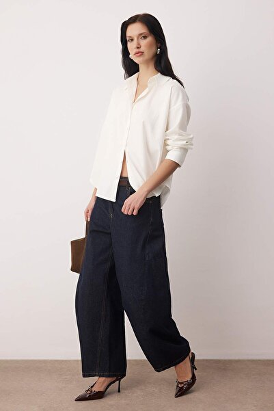 Trendyol Collection Λευκό πουκάμισο Oxford Wide/ oversized Fit TWOAW26GO00121