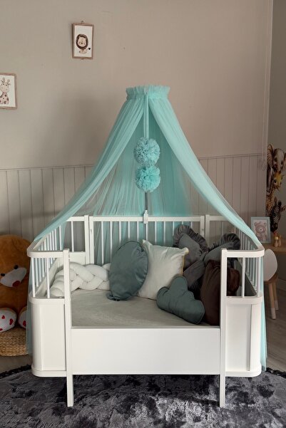 Pastelya Mint Aparatlı Beşik Cibinliği