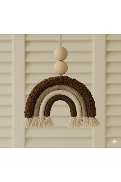 MACROMEKİDS El Yapımı Boncuklu Makrome Gökkuşağı Süs | Bebek Odası & Duvar Dekoru