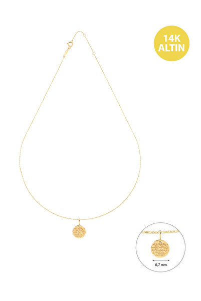 KURSHUNI Taşsız Nazar Ayeti, 14 Ayar Altın Kolye