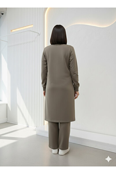 Butik Kardelen Camelya.tesettür Διπλό Σετ Φόρμας Χακί