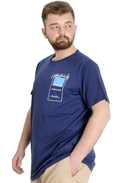 ModeXL Mode Xl Large Size Men's T-shirt Establısment 23139 Indigo