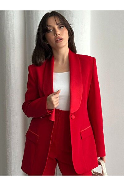 Vuntal BUTİK Satin shawl collar double suit Blazer