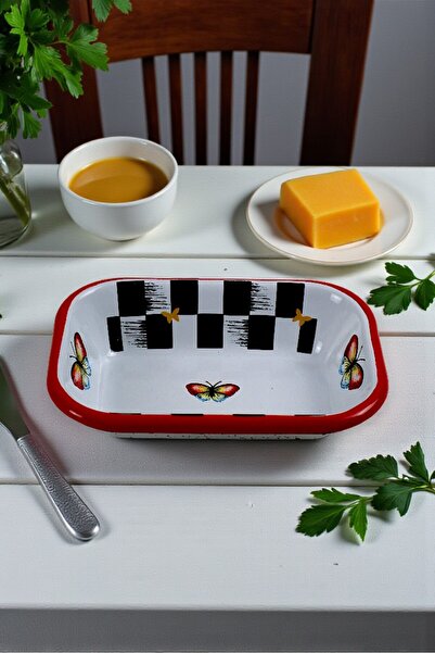 İnci Emaye No. 13 Enameled Square Plate Appetizer Breakfast Camping Picnic