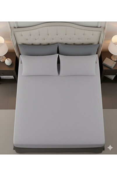 She&Co Double Size Rubberized Bed Sheet Set - 3 Pieces |   Gray