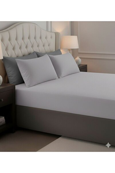 She&Co Double Size Rubberized Bed Sheet Set - 3 Pieces |   Gray
