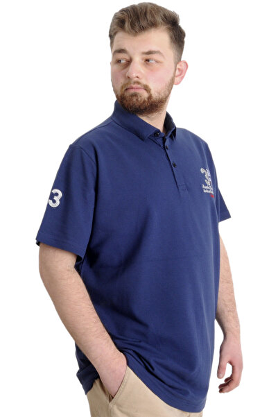ModeXL Mode Xl Великий розмір Чоловіча футболка Polo Captıan 23338 Індіго