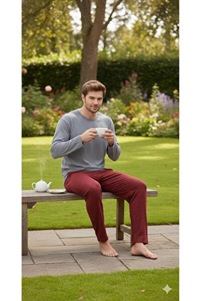 Sude HOMEWEAR Men's Long Sleeve Pajama Set