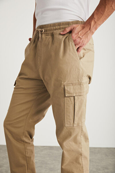 SERAZAT Men's Cotton Lycra Cargo Pocket Trousers Side Pocket Pants