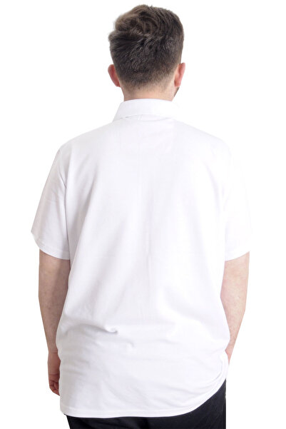 ModeXL Чоловіча футболка-поло - великий розмір, біла, модель 23321
