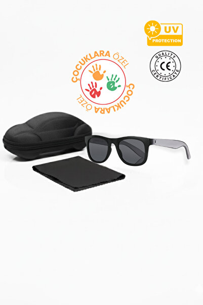 Kinary Unisex Children's Sunglasses Black Frame Smoked Handle 4001