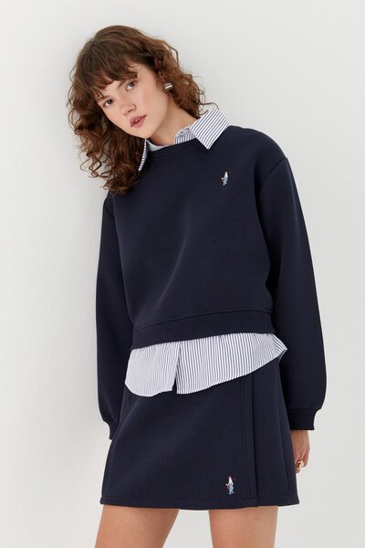 MARKALİSTE Striped Waist Lace-Up Mini Skirt Navy Blue